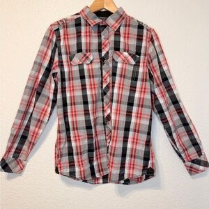 Ocean Current Red and Black Plaid Dress Shirt